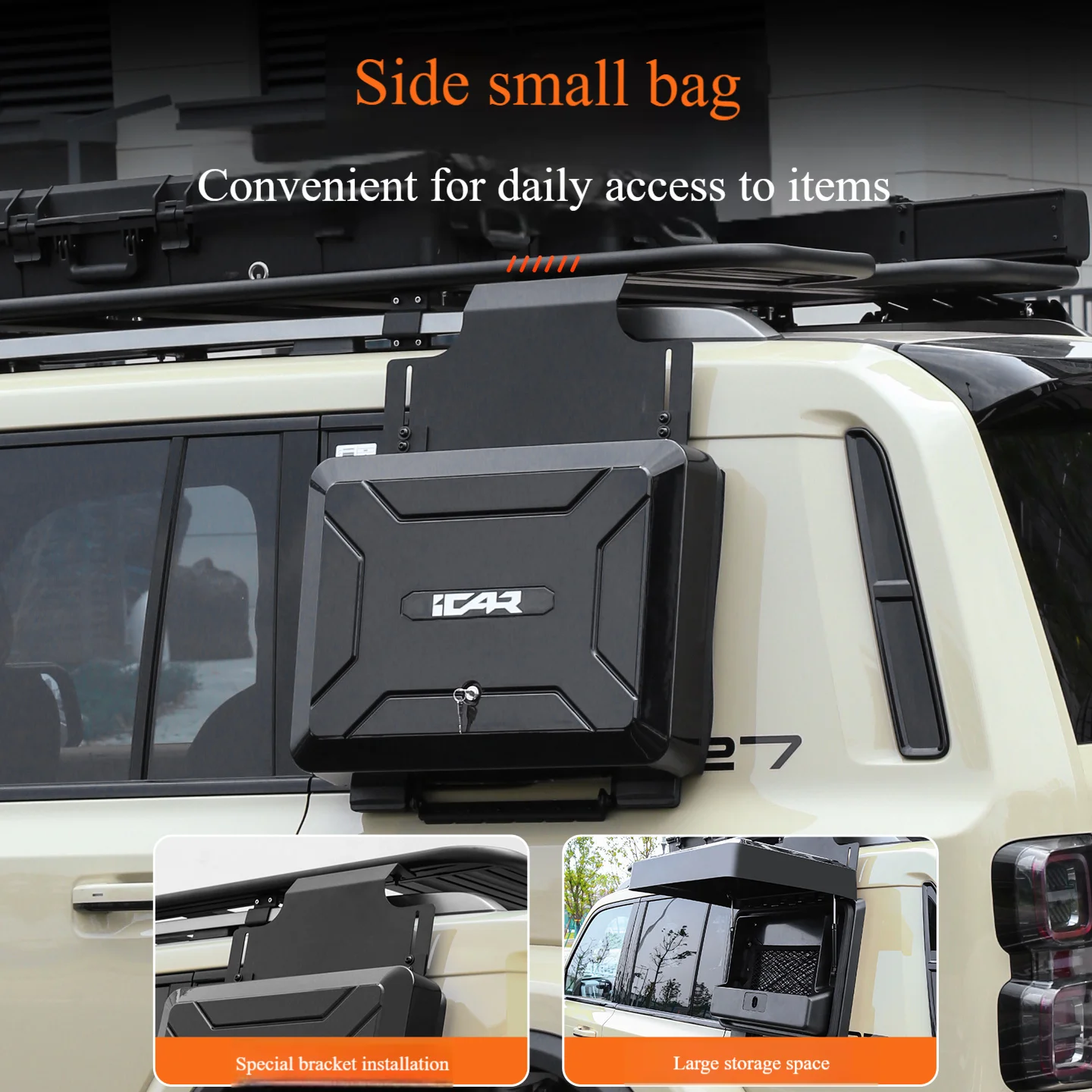 High Quality Chery ICAR V27 New Aluminum Alloy Roof Platform Luggage Rack Modification Dedicated Side Ladder Accessories
