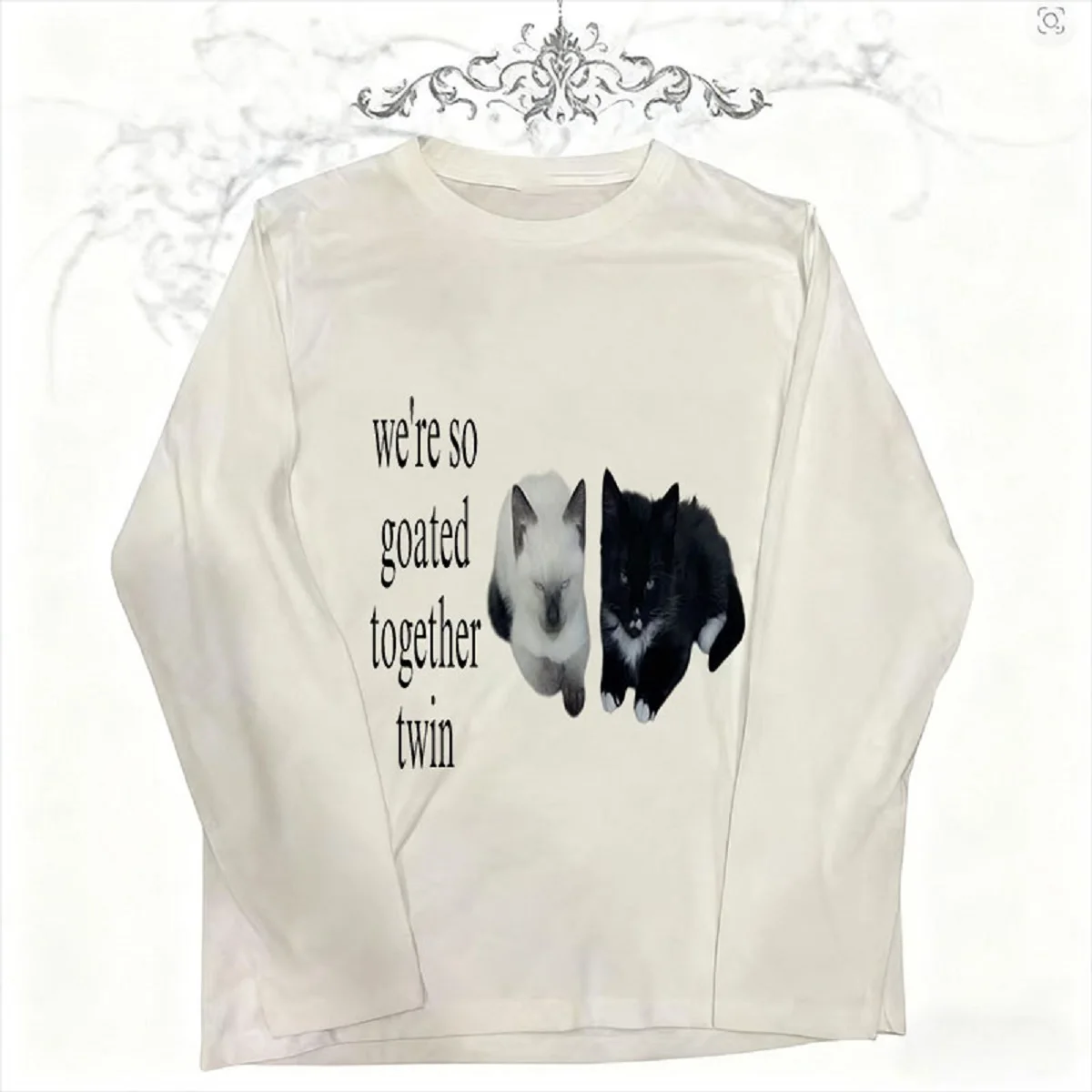 

Harajuku Cat Kitty Punk Goth Long Sleeve Tops Women Anime Summer Grunge Punk Print Top Fashion Tops Vintage Baby Tees Emo Girl