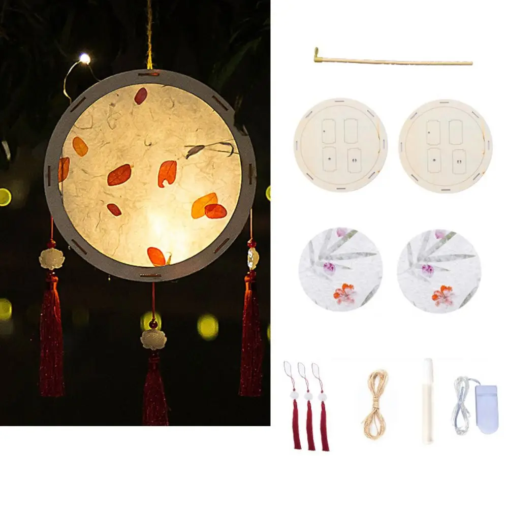 

Wooden Mid-Autumn Festival Lantern LED Light Creative Handmade Hanging Lamp Material Kit Glowing DIY Flower Lamp Kids Gift