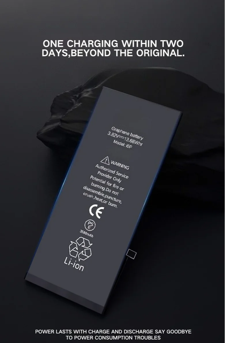 بطارية جرافين عالية السعة 3580 مللي أمبير في الساعة لهاتف آيفون 6/7/8 6SPlusReplacement بطارية ليثيوم أيون مدمجة طاقة ممتدة تدوم طويلاً