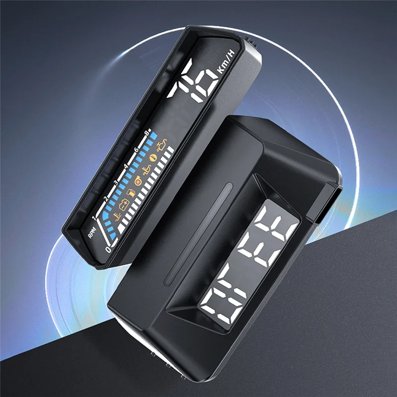 

P-Premium-1 PCS S100 Dual Display HUD Head-Up Display Black Plastic Vehicle Instrument Transmission Oil Temperature Monitoring