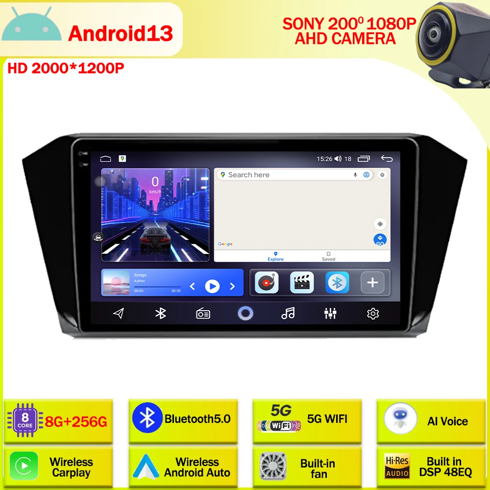 

Android 13 For Volkswagen Vw Passat B8 2015-2020 Multimedia Video player DSP Carplay GPS navi Stereo 4G WIFI RDS FM Autoradio BT