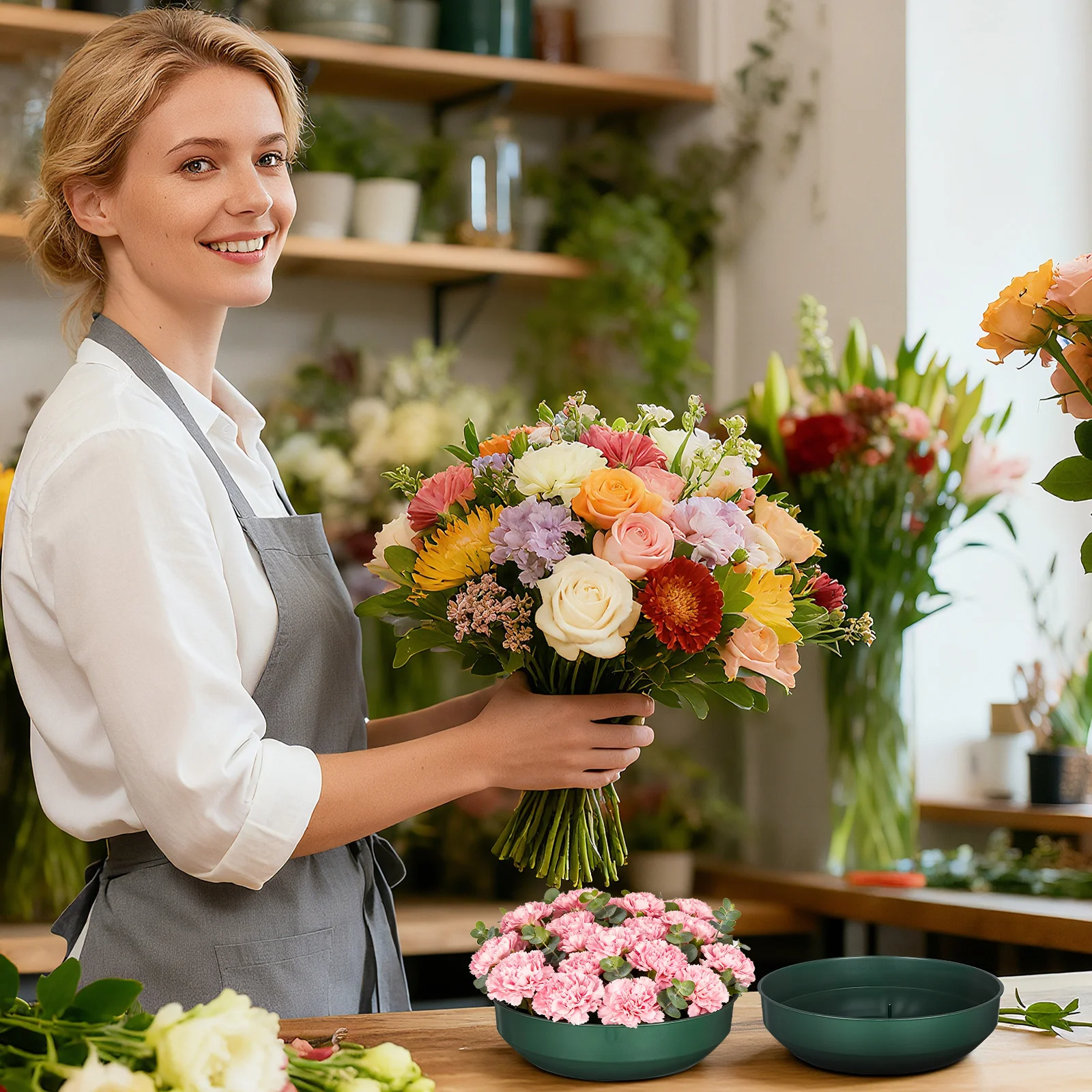 

BUTIFULSIC 10pcs Flower Mud Fixing Plate Foam Tray for Arrangements Floral Holder Plastic Grid