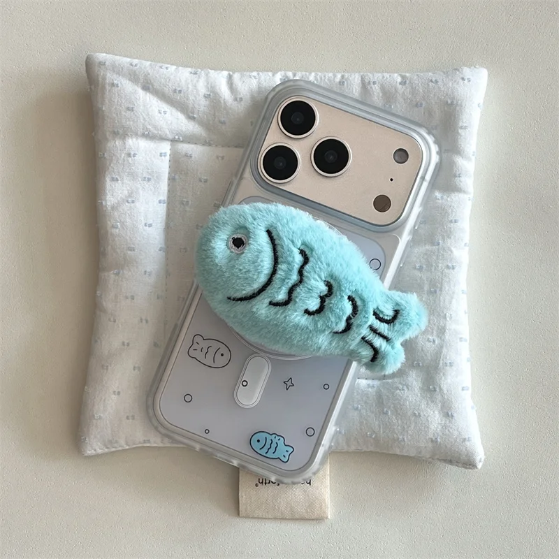 Clear Cute Fish Magnetic Phone Case For iPhone 17 Pro 16 15 14 Pro Max Cover with Stand Cases For Magsafe Shockproof Cartoon Cas