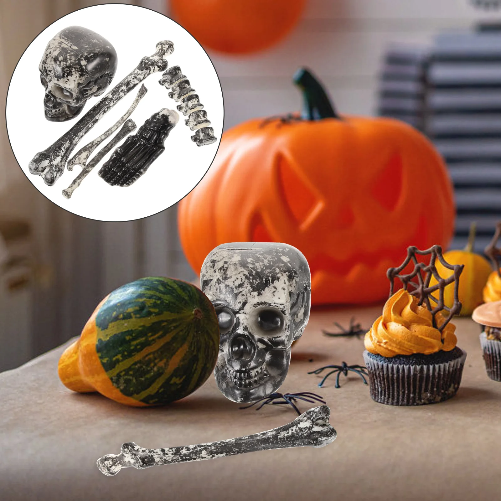 

6Pcs Realistic Plastic Bones Fake Skull Foot Bone Props for Halloween Haunted House Party Cosplay Decoration