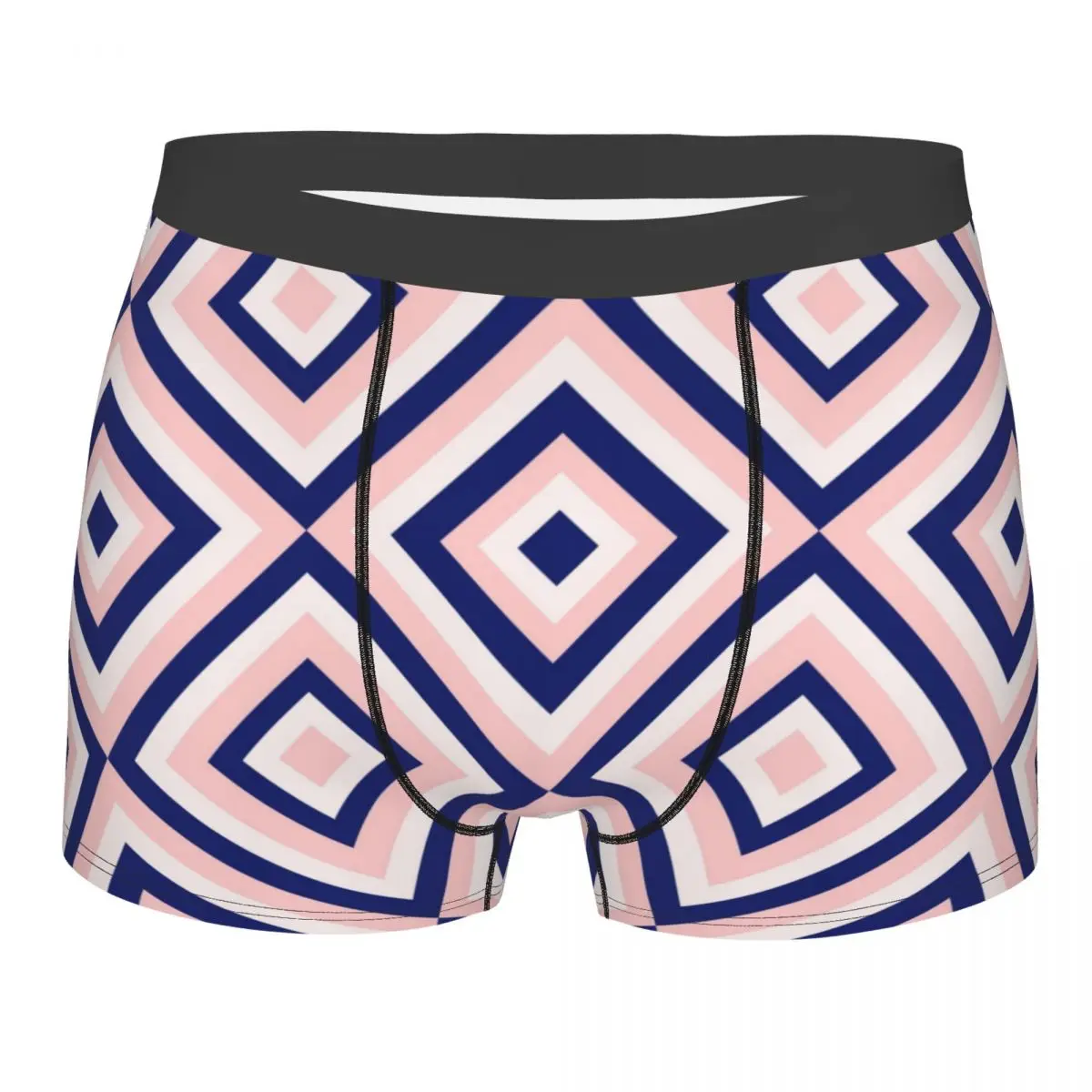 Abstract Geometry Navy Men Underwear Modern Boxer Shorts Panties Sexy Soft Underpants for Homme Plus Size