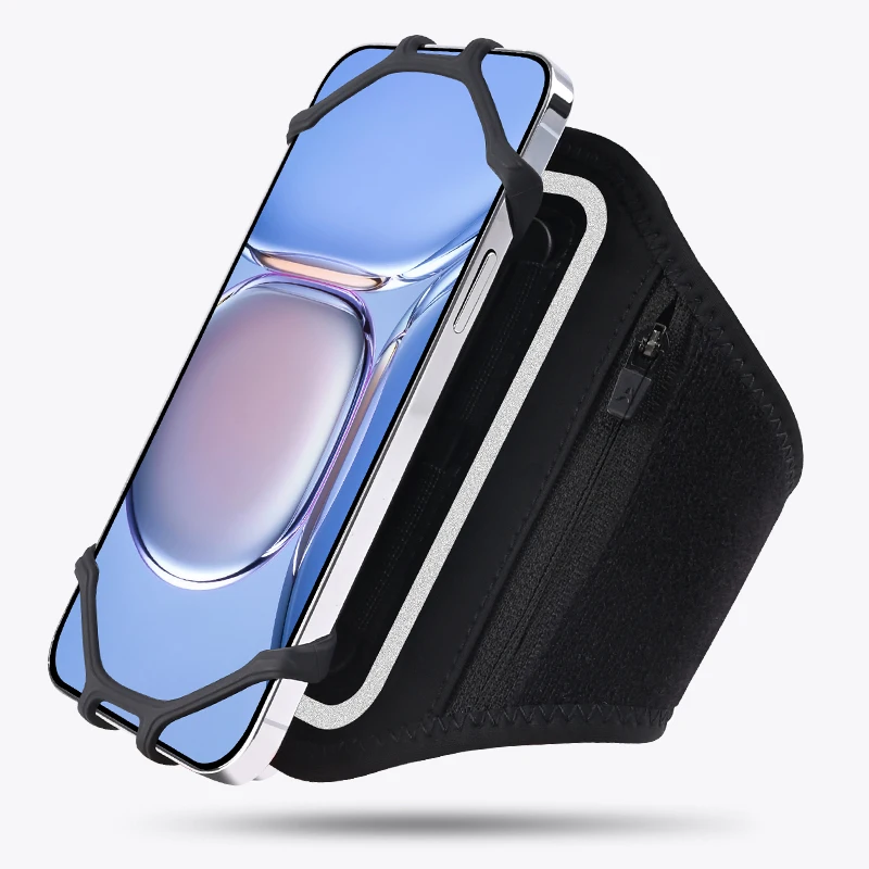 

HAISSKY Removable Running Bags Armband For iPhone 17 16 15 14 Pro Max 17 AIr 14 Plus Rotation Elastic Silicon Zipper Arm Pouch
