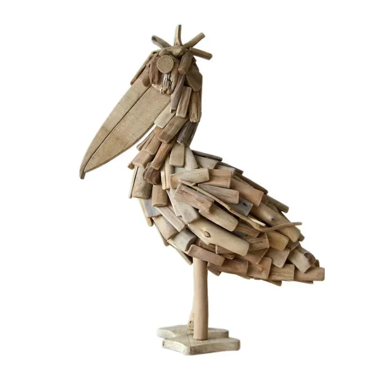 

Handmade solid wood unique big bill bird living room TV cabinet ornament European home decoration natural handicraft creativity