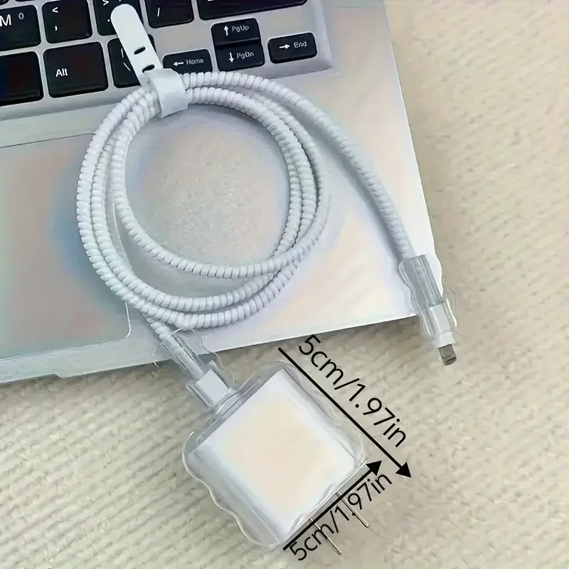 Transparent Shining Bowknot Cellphone Charger Protective Case Sleeve for Apple IPhone 18/20W Laser Cable Winder Wire Protectors