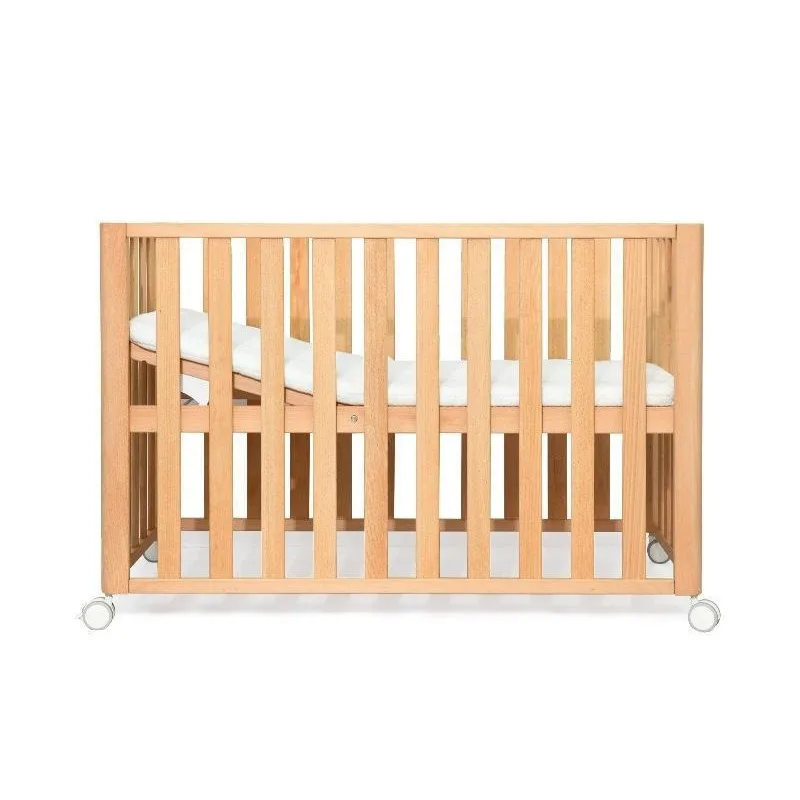 Splicing bed, adjustable bed, unpainted solid wood crib, movable bed crib beech beech