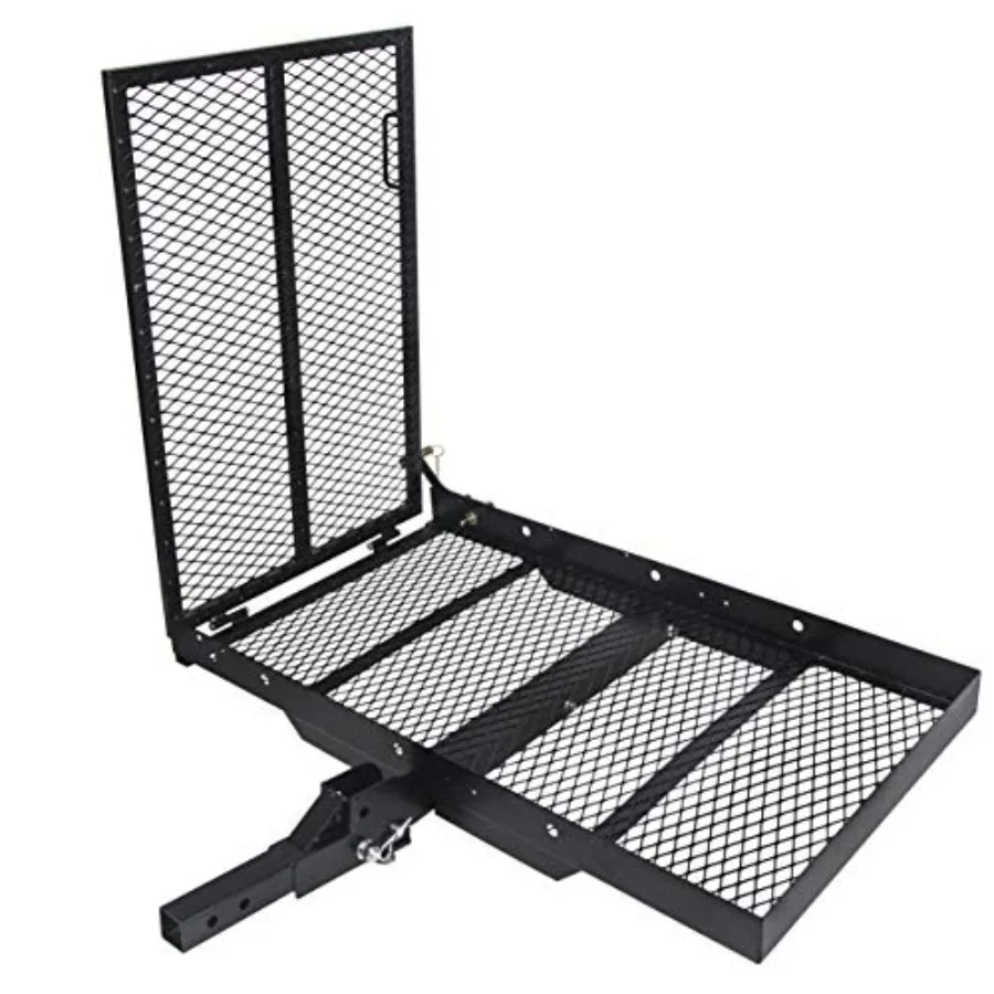

46.2 x 26.8 x 38.7 inch Hitch Cargo Carrier w/Ramp Foldable 500 Lbs Ccity Trailer Hitch Mount Steel Wheelchair Carrier Mobility
