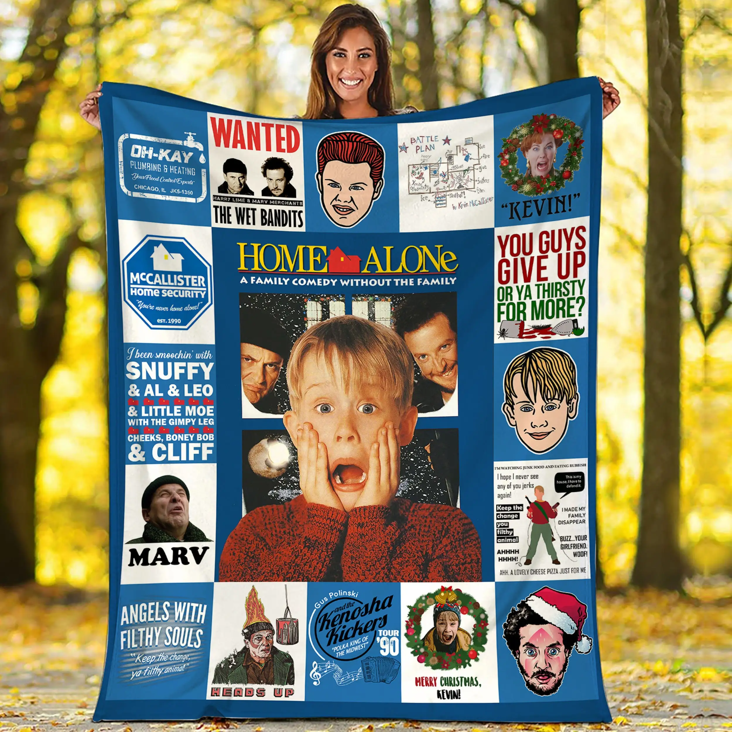 Home Alone Blanket Home Alone Characters Blanket Kevin Fuller Harry Lyme Marv Murchins Blanket for Bed Couch Sofa