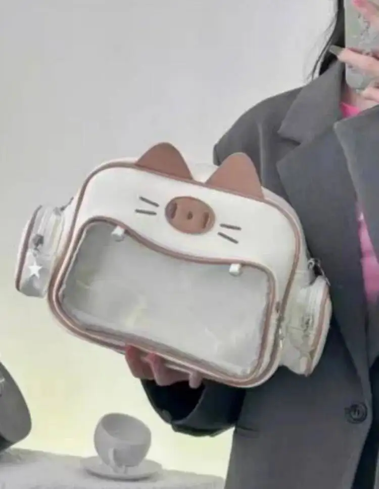 Ita Bag Cool Y2k Aesthetic Travel Bags All Match Kawaii Cartoon Cat Schoolbags Sweet Preppy Japanese Transparent Backpacks Women