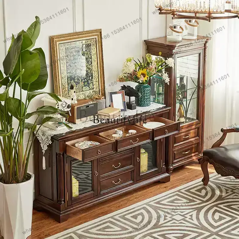 

pg45Американский деревенский роскошный винтажный боковой шкафчик из красного дерева из цельного дерева