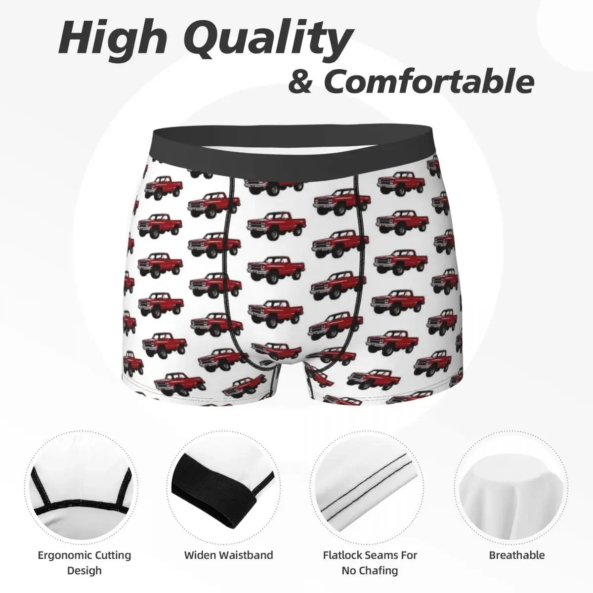 Cuecas vermelhas profundas para homens, roupa interior macia, calcinha de caminhão, shorts boxer anos 80, 4x4 C, presentes de namorado