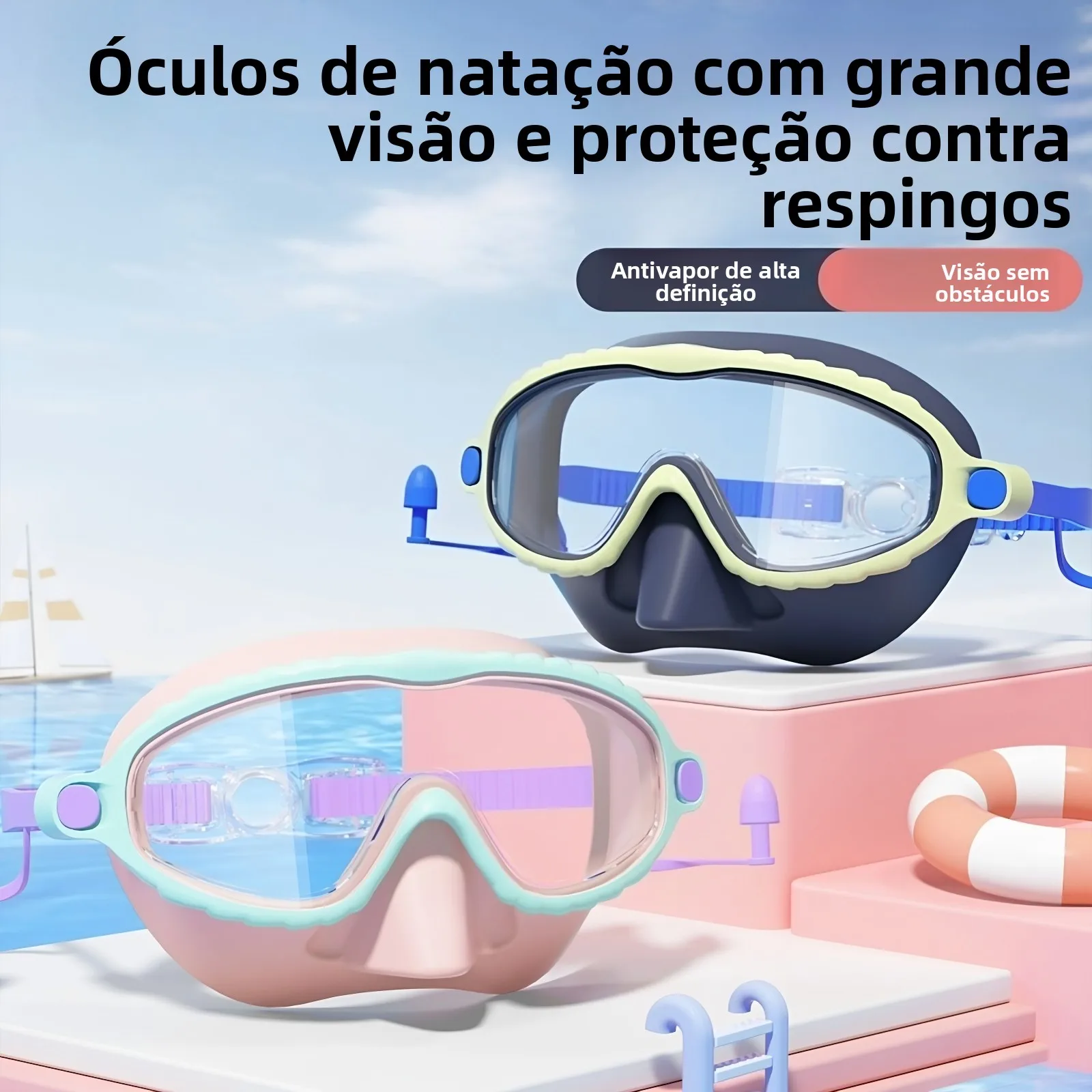 children's-swimming-goggles-high-definition-waterproof-anti-fog-large-frame-professional-nose-protection-integrated-boys-girls