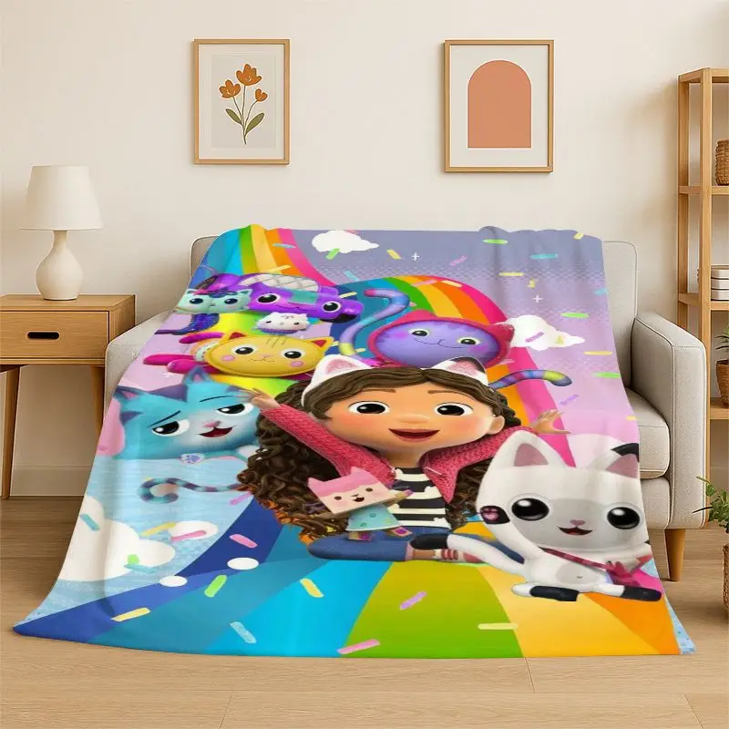Cute G-Gabbys Dollhouse Cartoon Girl Flannel Throw Blanket,Warm Cozy Blanket for Bed,Sofa,Couch,Bedroom,Living Room,Office,Gift