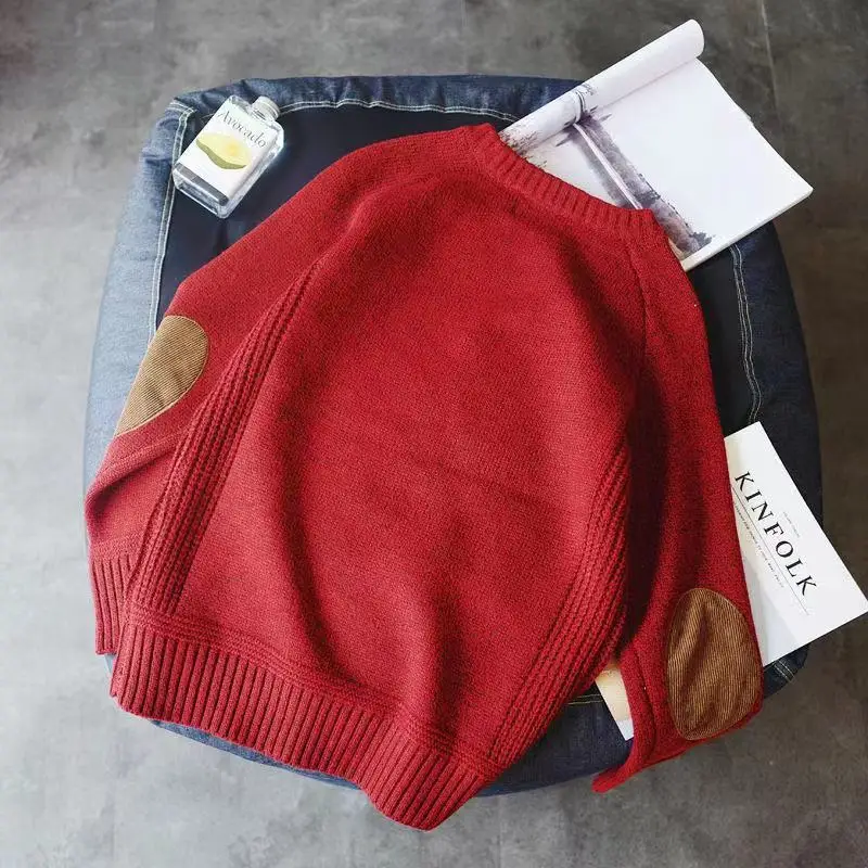 Men's Autumn Winter Patchwork Loose Korean Style Trendy Plus Size Japanese Versatile Knit Sweater Jacket