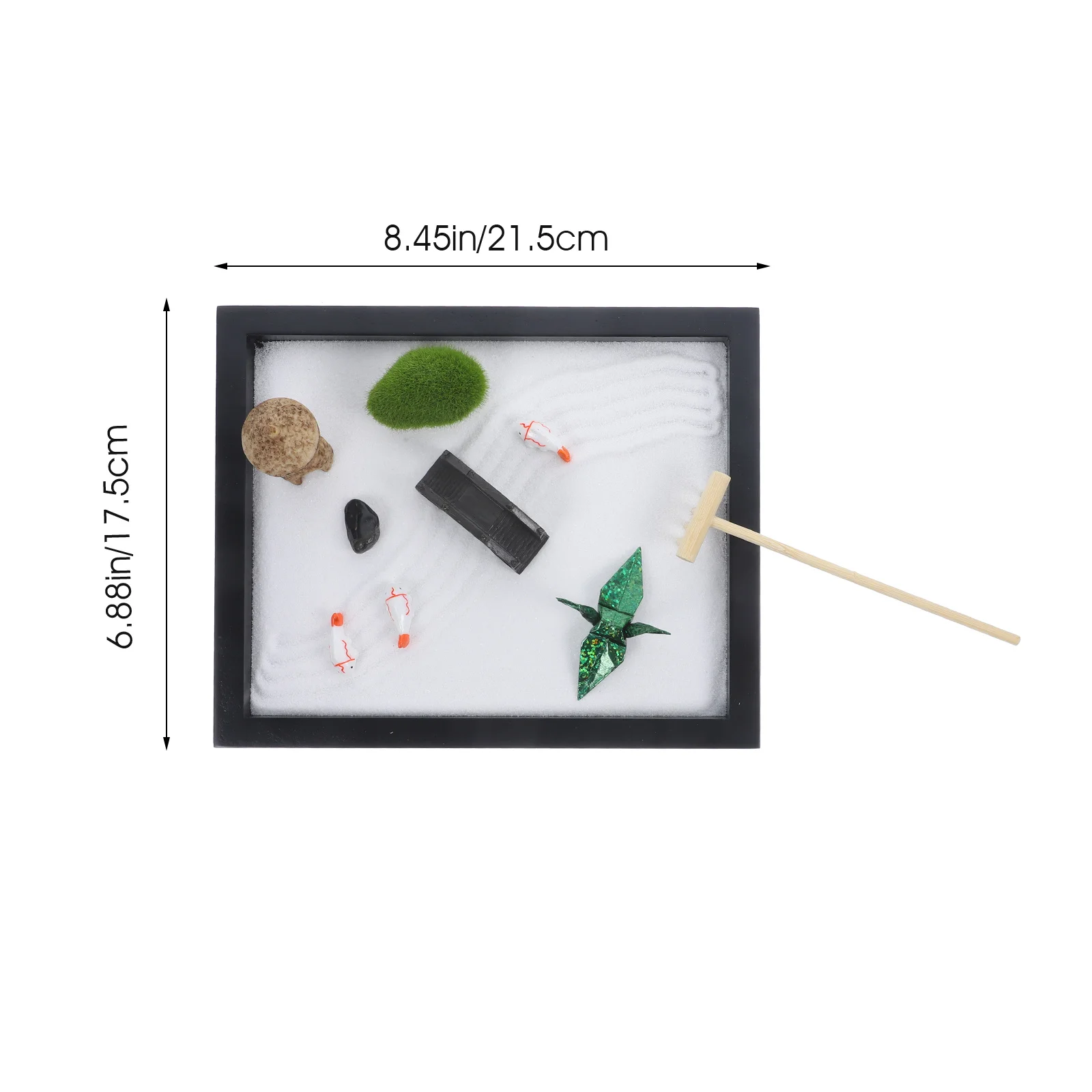 1세트 젠 가든 샌드박스 데스크탑 장식품 명상 스트레스 해소 테이블탑 데스크 데코 젠 가든 키트