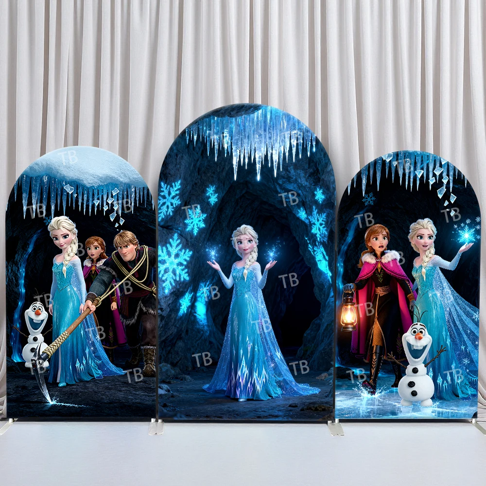 

TB Frozen Elsa Anna Ice Cave Magic Scene Arch Backdrop Cover for Kids Birthday Party Decoration, Photo Booth and Festive