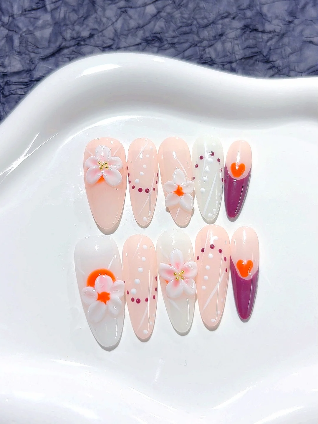 

Light Tone Multi-Color Spot Three-Dimensional Flower Fashion Nail Art (D255)