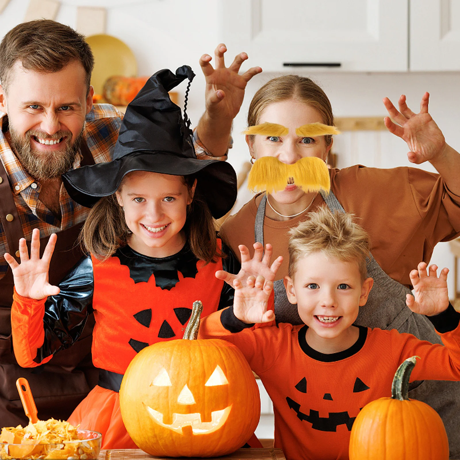 

1 Set Cloth Fake Beard Eyebrow Cosplay Prop For Halloween Carnival Party Diy Decor Lightweight Costume Accessory Stage Movie