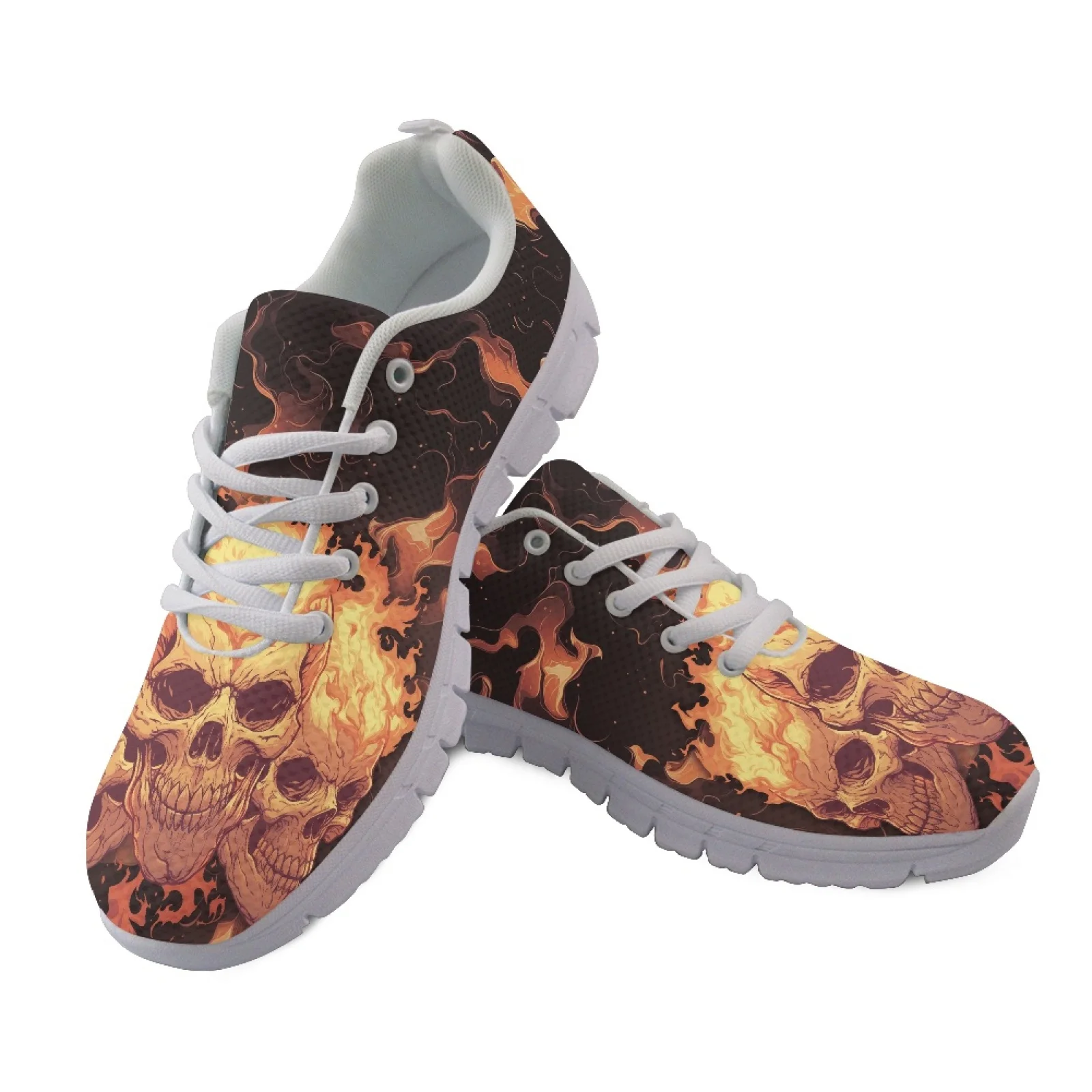 Coloranimal Flaming Skull Mesh & EVA Sole Women Running Shoes Casual Running Sneakers for Womens New Arrival