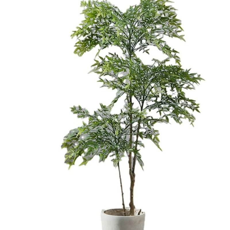 

Simulation Plant Nantian Bamboo Potted Plant Bionic Green Plant Bonsai False Tree Landscaping Living Room Home Decoration Flame