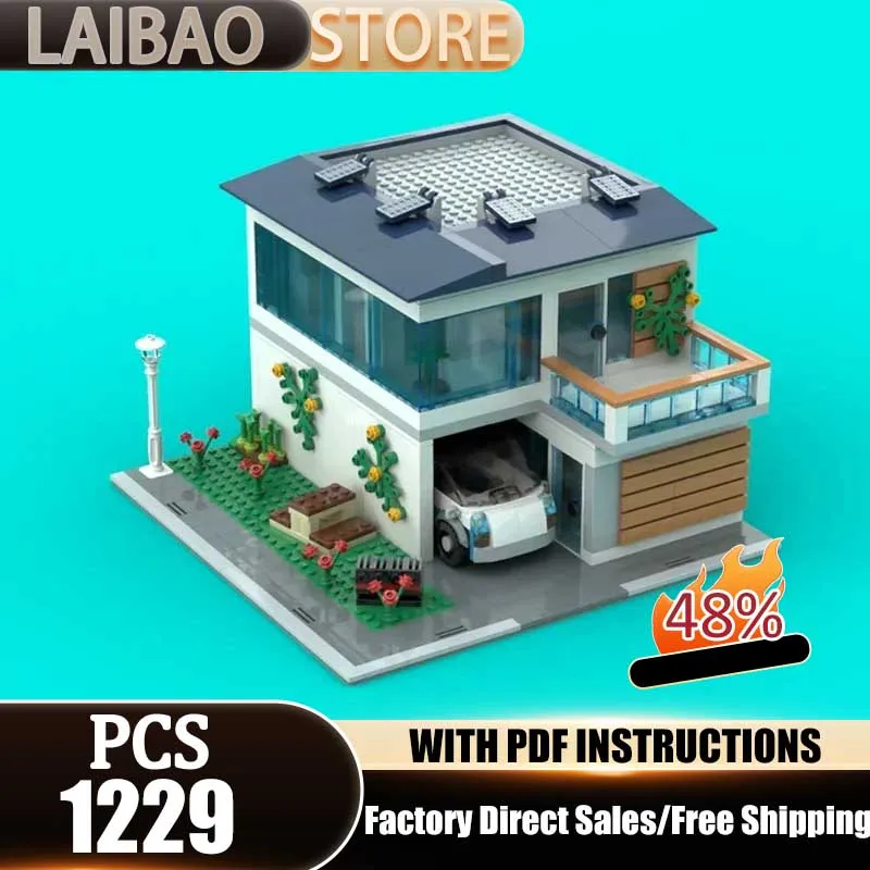 Street View Model Moc Building Blocks Modern Family House Model Technology Brick DIY Assembly Construction Toy Holiday Gifts