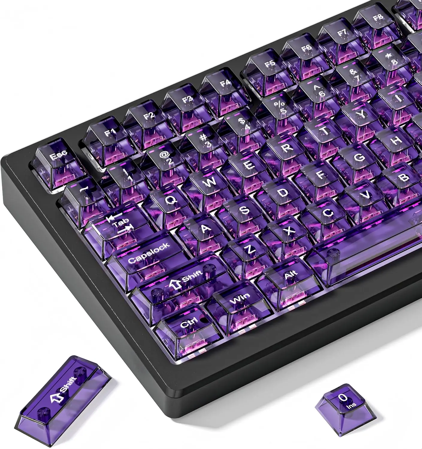 

Transparent keycaps 60 75 100 Percent Ceramic Jelly Key caps Set Cherry Profile Key Caps for Mx Switches Mechanical Keyboard