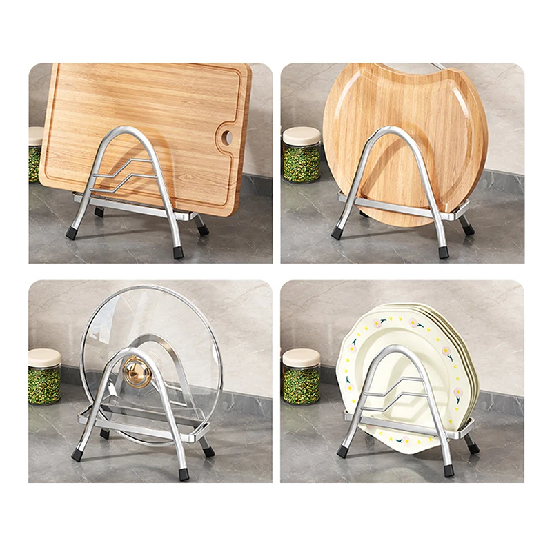 رف منظم ألواح من الفولاذ المقاوم للصدأ، حامل غطاء وعاء عالي التحمل، تخزين لوح التقطيع، حل تخزين المطبخ متعدد الوظائف