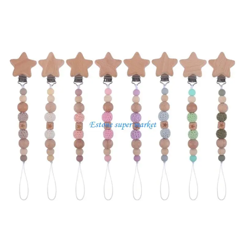 090B Baby Soother Clip Anti-drop Pacifier Chain Star Nipple Clip Hanging Holder