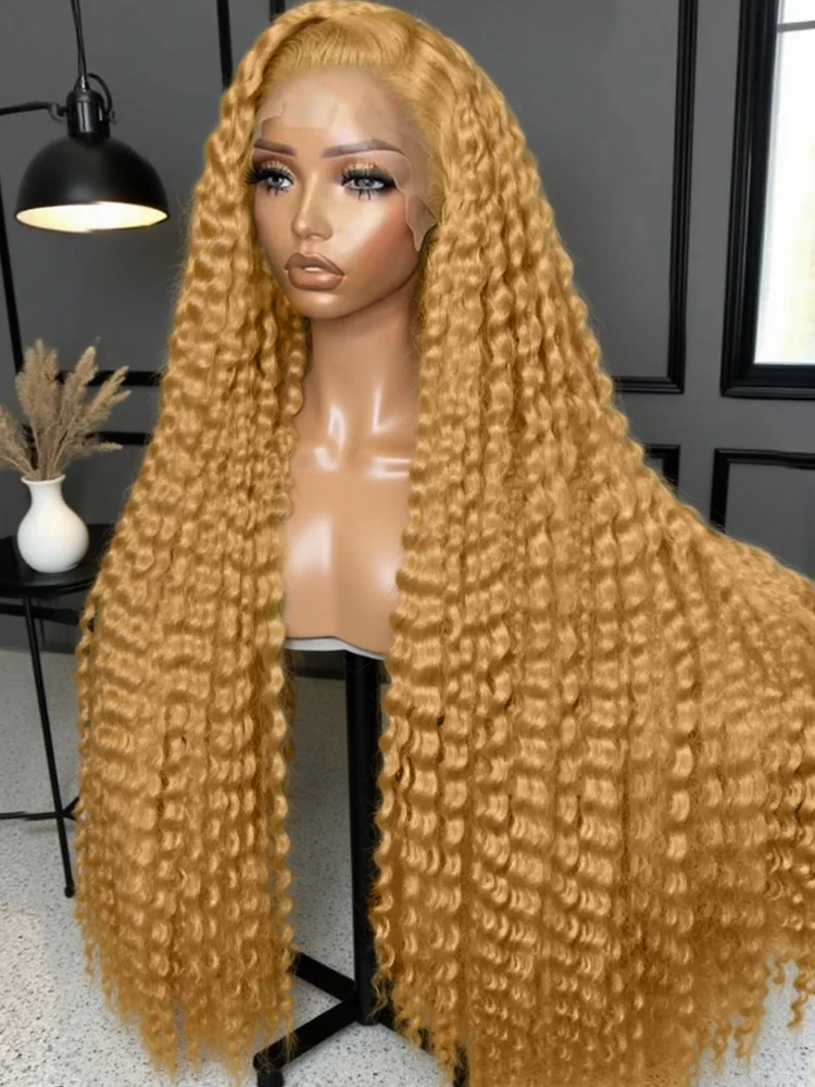 

HD Honey Blonde Deep Wave 13x6 Lace Front Wig 100% Human Hair 30 36 Inch Brazilian Loose Curly 27# Color 13x4 Lace Frontal Wigs