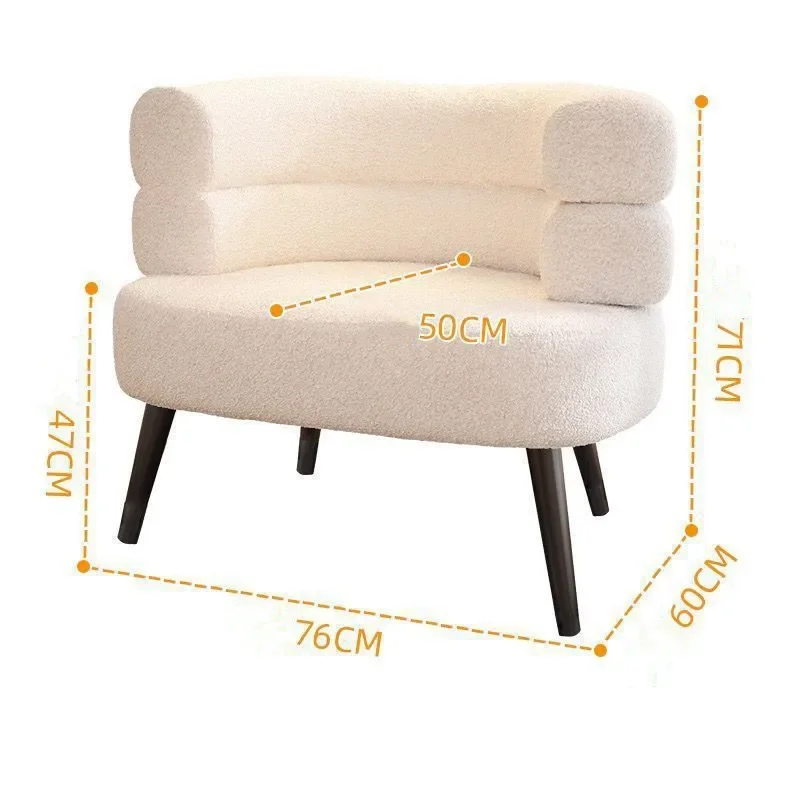 Nordic Luxury Lamb Fleece Lazy Sofa Chair Living Room Single Casual Back Chair Bedroom Dresser Balcony Coffee Chair stool