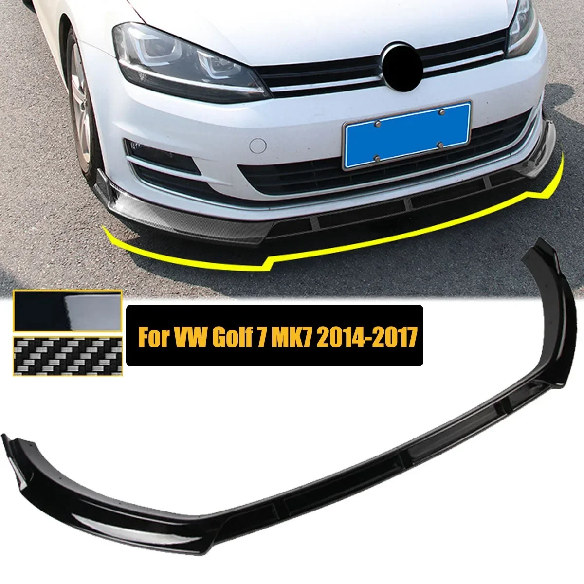 Front Bumper Lip Spoiler For Volkswagen VW Golf 7 MK7 2014-2017 Side Splitter Protector Guard Cover Body Kit Car Accessories