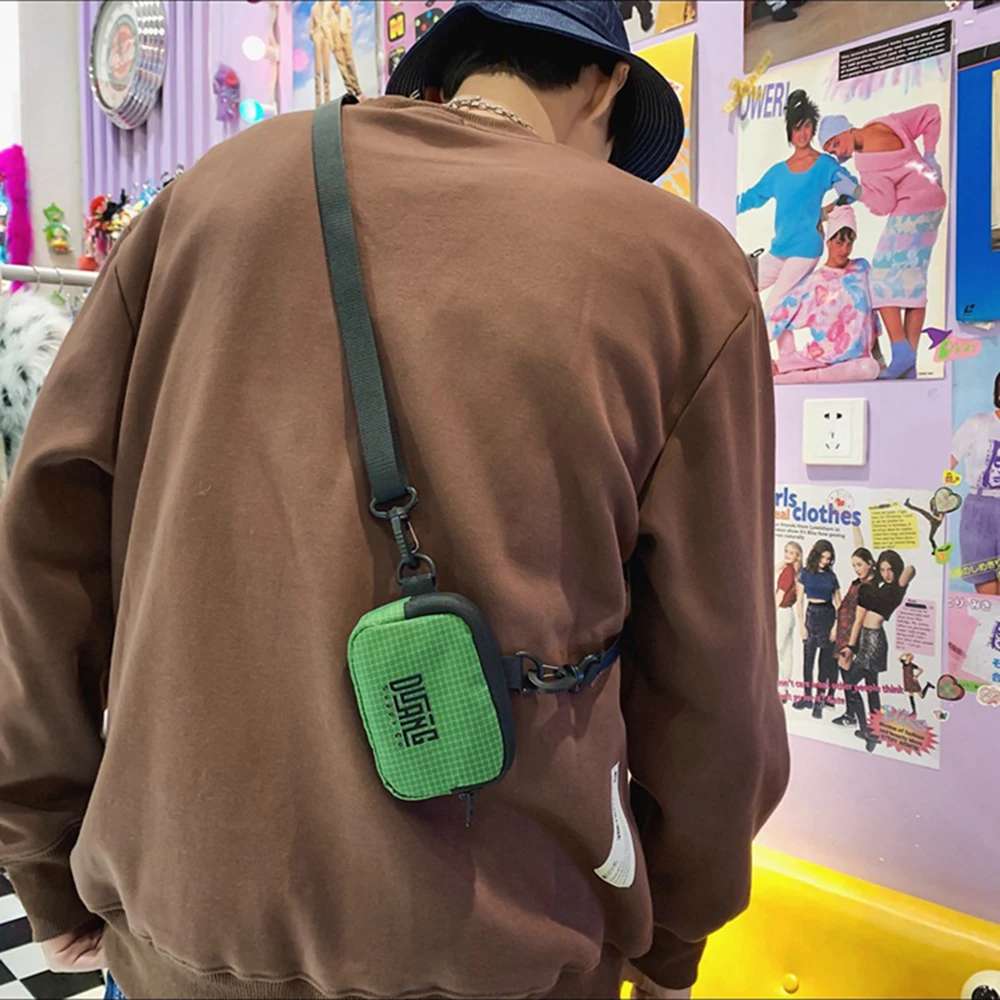 

Creative Neck Hanging Nylon Coin Purse Japanese Style Casual Mini Storage Bag Letter Lanyard Couple Crossbody Bag Unisex