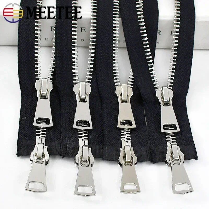 

1Pc 70-100cm 10# Metal Zipper Double Sliders Zippers Repair Black Open End Two Way Zip Bag Clothes Jacket Sewing Accessories