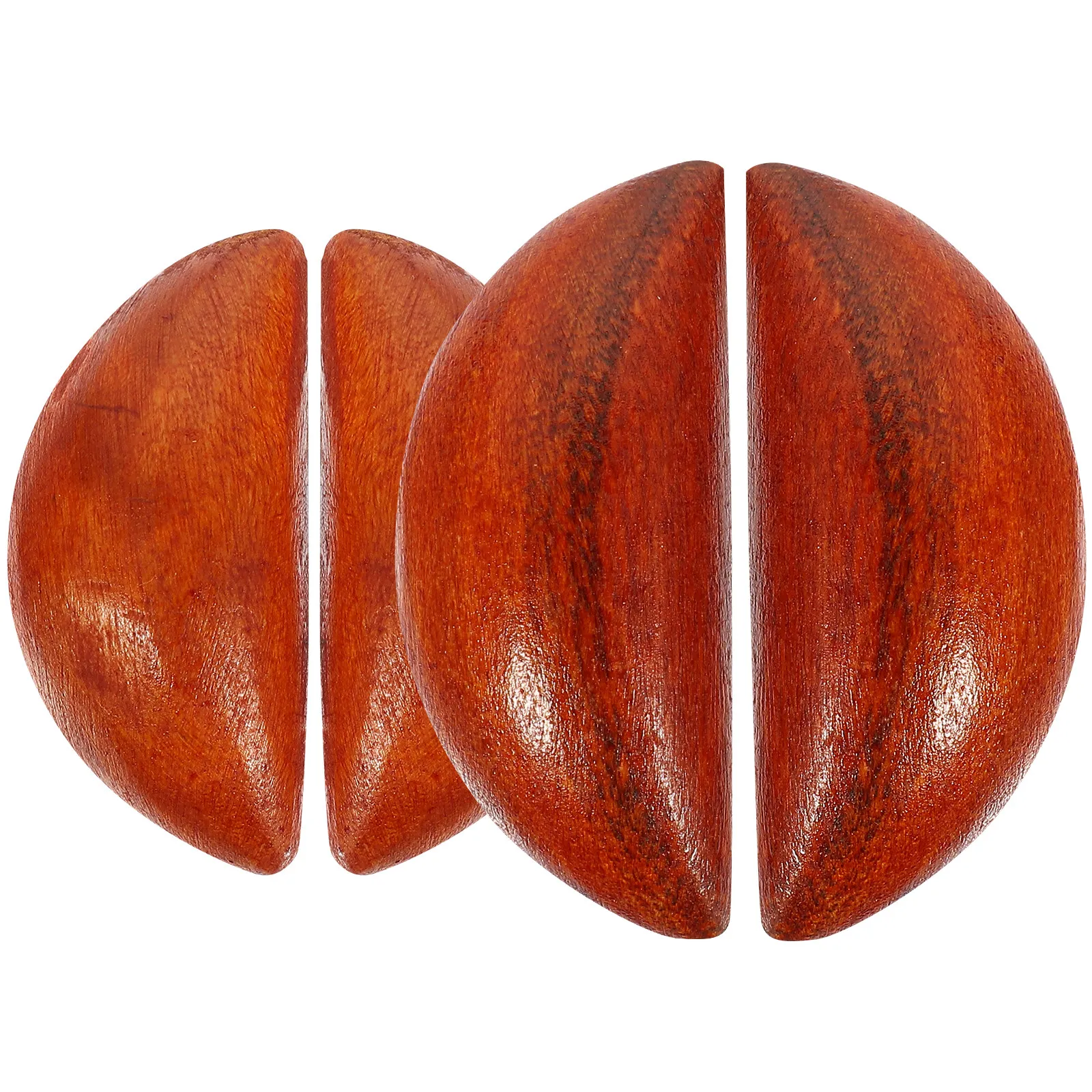 Yin Yang Divination Cups Set – 2 Pairs Solid Peach Wood Fortune-Telling Ritual Cups for Temple, Desk or Home Decoration