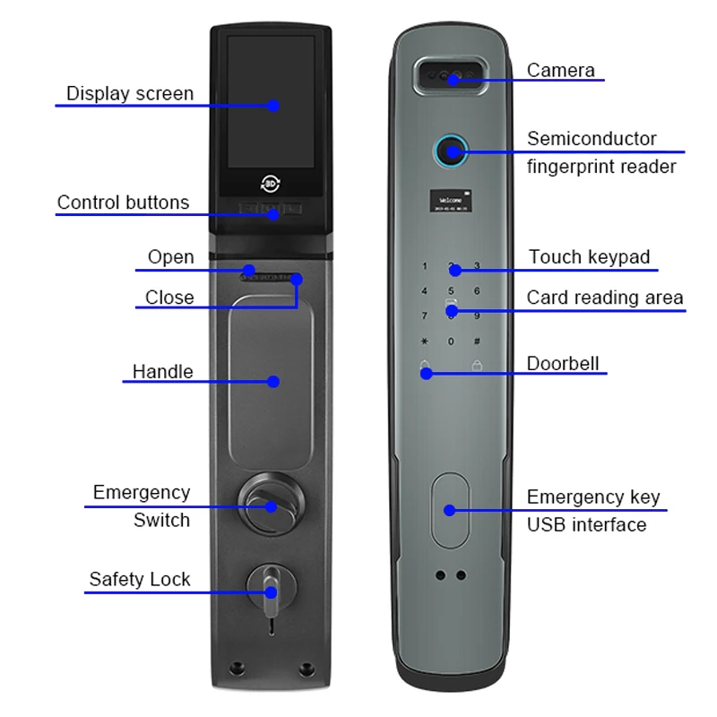 Electronic Biometric with Surveillance Camera Full Automatic WiFi APP cat eys monitoring Fingerprint Smart Video door lock