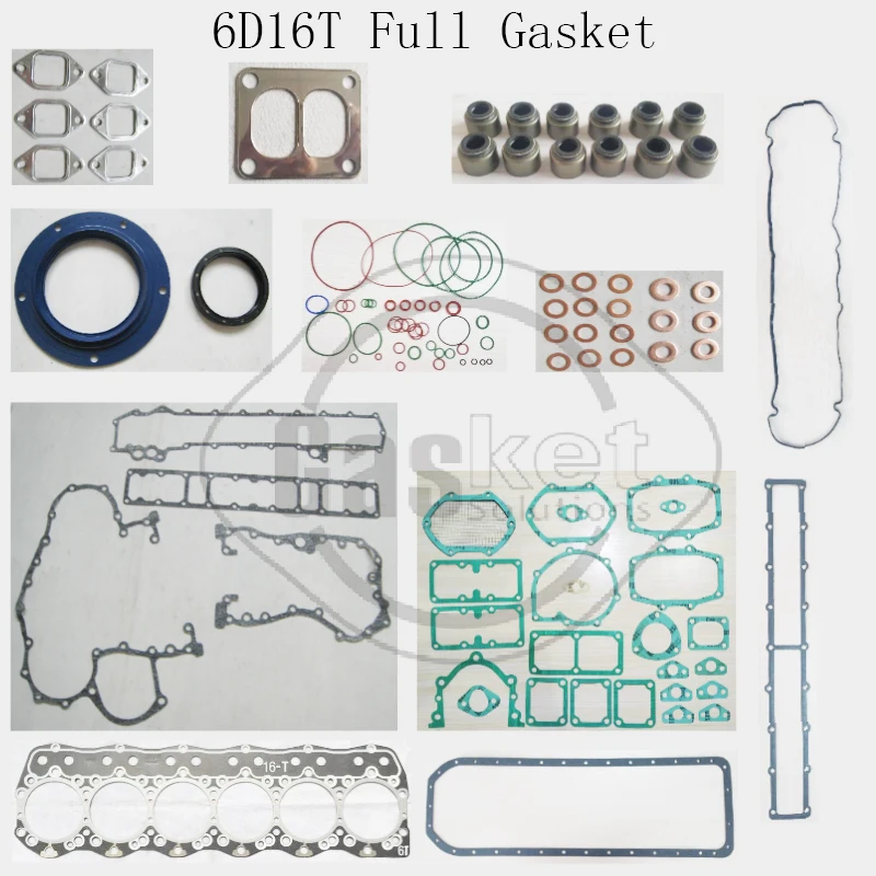 For Mitsubishi Engine 6D16 6D16T 7.5 LTR Fuso Truck Full Gasket Kit ME999904 ME996291 round hole Square hole