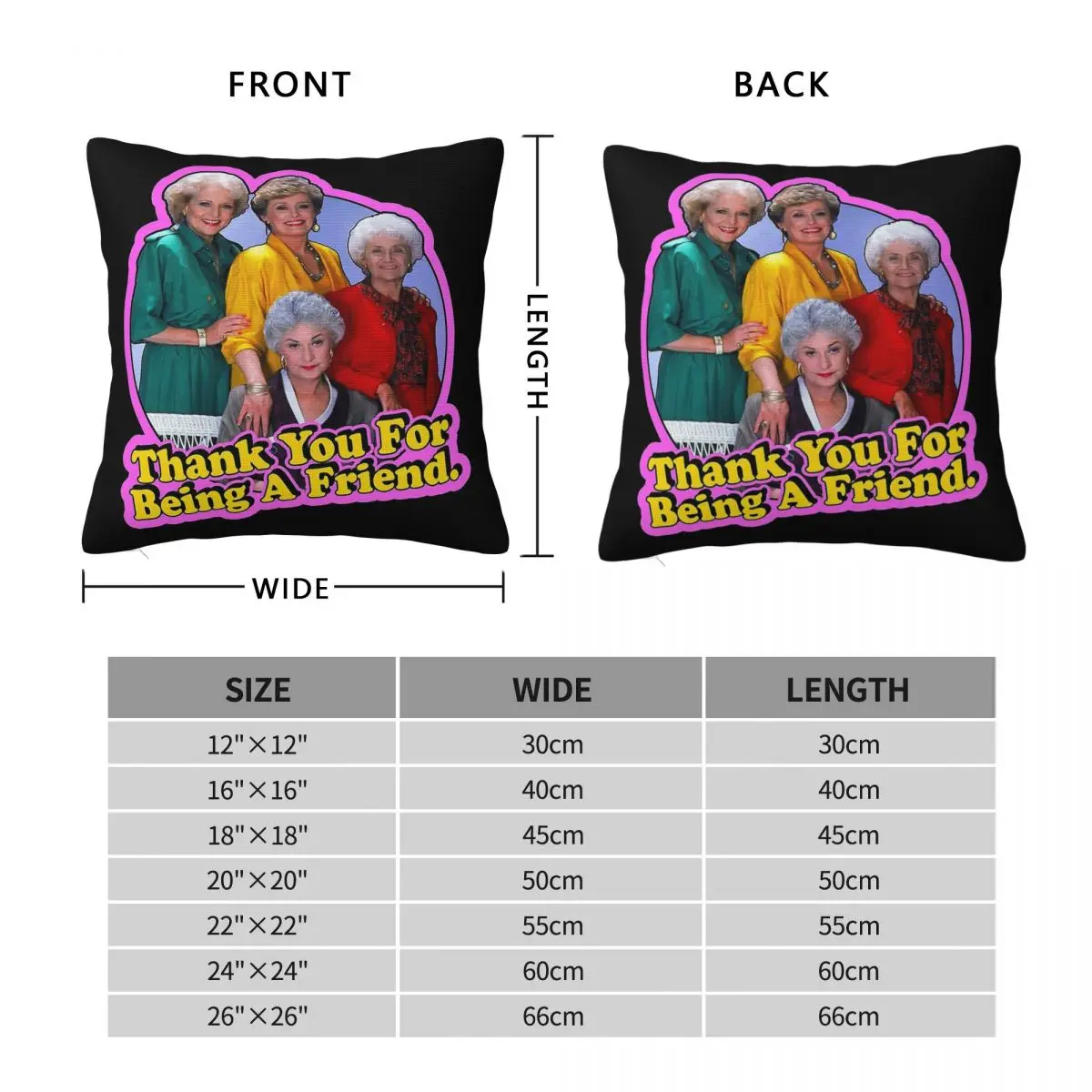 Thank You For Being A Friend Golden Girls Square Pillowcase Polyester Linen Velvet Creative Zip Throw Pillow Case Bed Cover 18