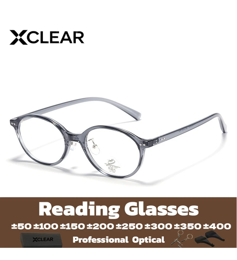 Xclear Reading Glasses Oval Light Weight Classic Small Frame Anti Blue Prescription Customize Progressive Myopia Hyperopia