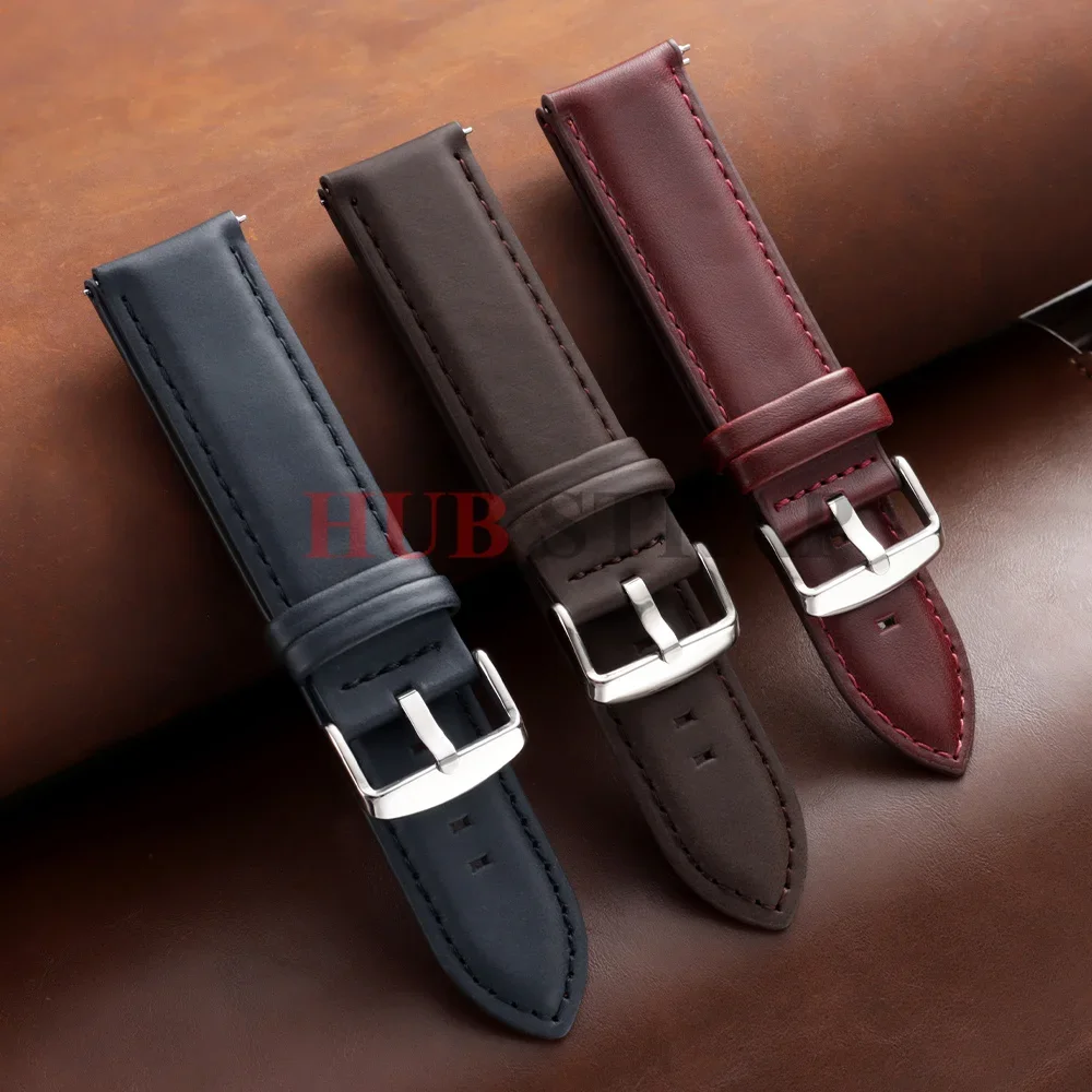 18mm 20mm 22mm Schnellverschluss Echtleder-Uhrenarmband für DW für Omega Schwarz Braun Rot Dornschließe Uhrenzubehör – Detail 11