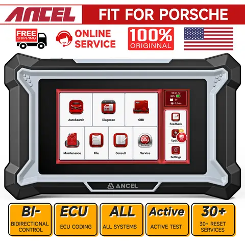 2025 ANCEL DS160 For Porsche Bi-directional Automotive Scanner Wireless OBD2 Diagnostic Tool DPF with 30+ Resets Lifetime Free