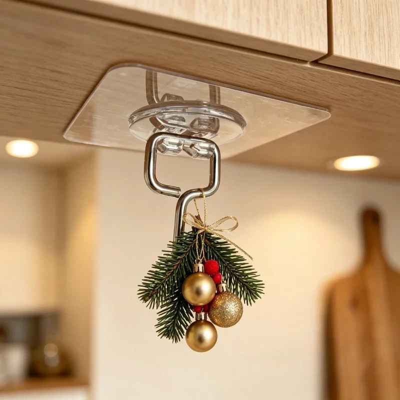 5/10/20pcs Big Size Hooks Heavy Duty Waterproof Adhesive Wall Hooks Nail-Free Transparent Waterproof Hooks Christmas light hook