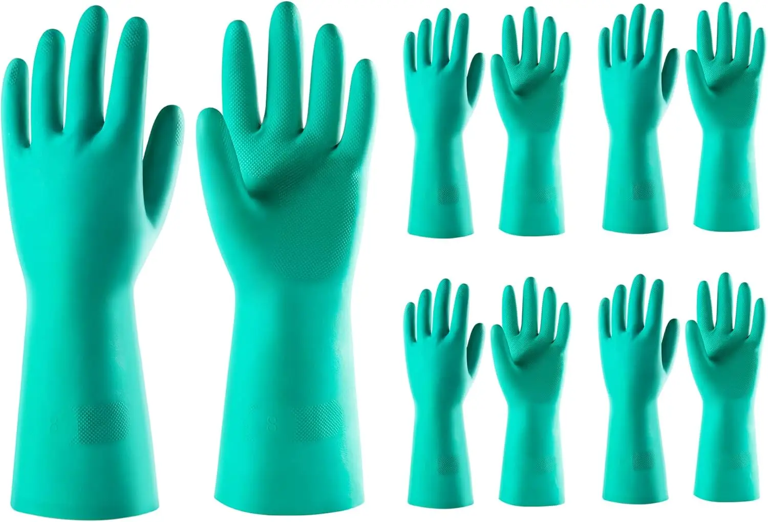

5 Pairs Nitrile Chemical Resistant Gloves 15mil 13in Heavy Duty Reusable for Acid Alkali Oil Protection Industrial Household