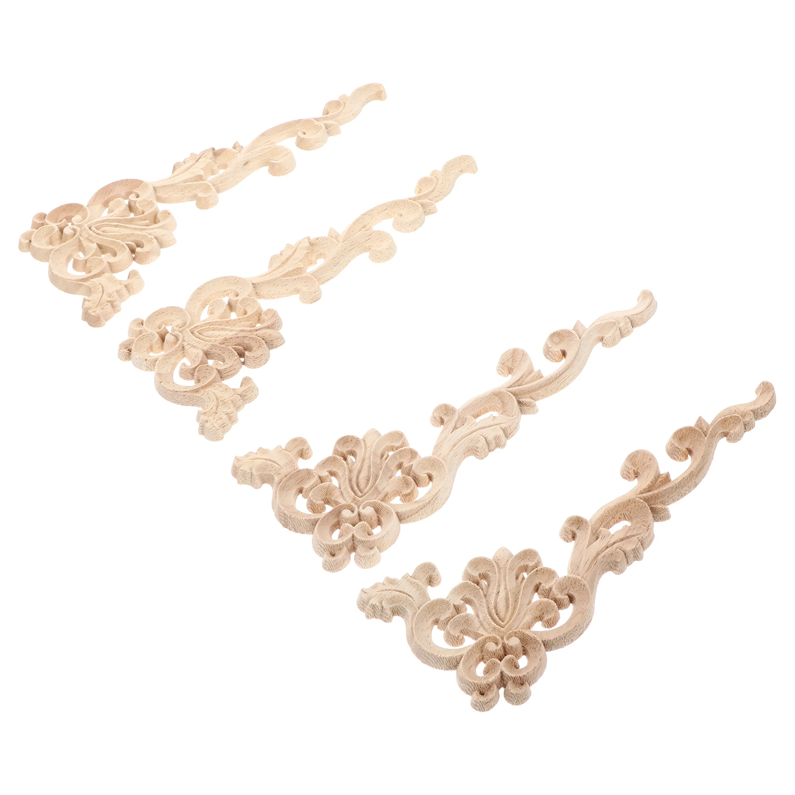 

4 Pcs Carved Stickers Furniture Wooden Carving Applique Decal Flower Bed Door Decor Cabinet