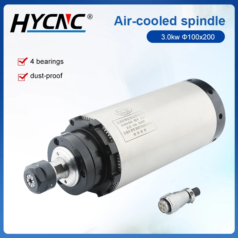 

CNC Router Spindle Motor 3.0kw Collet ER20 Air-Cooled Spindle D=100mm 18000rpm For CNC Router Engraving And Milling