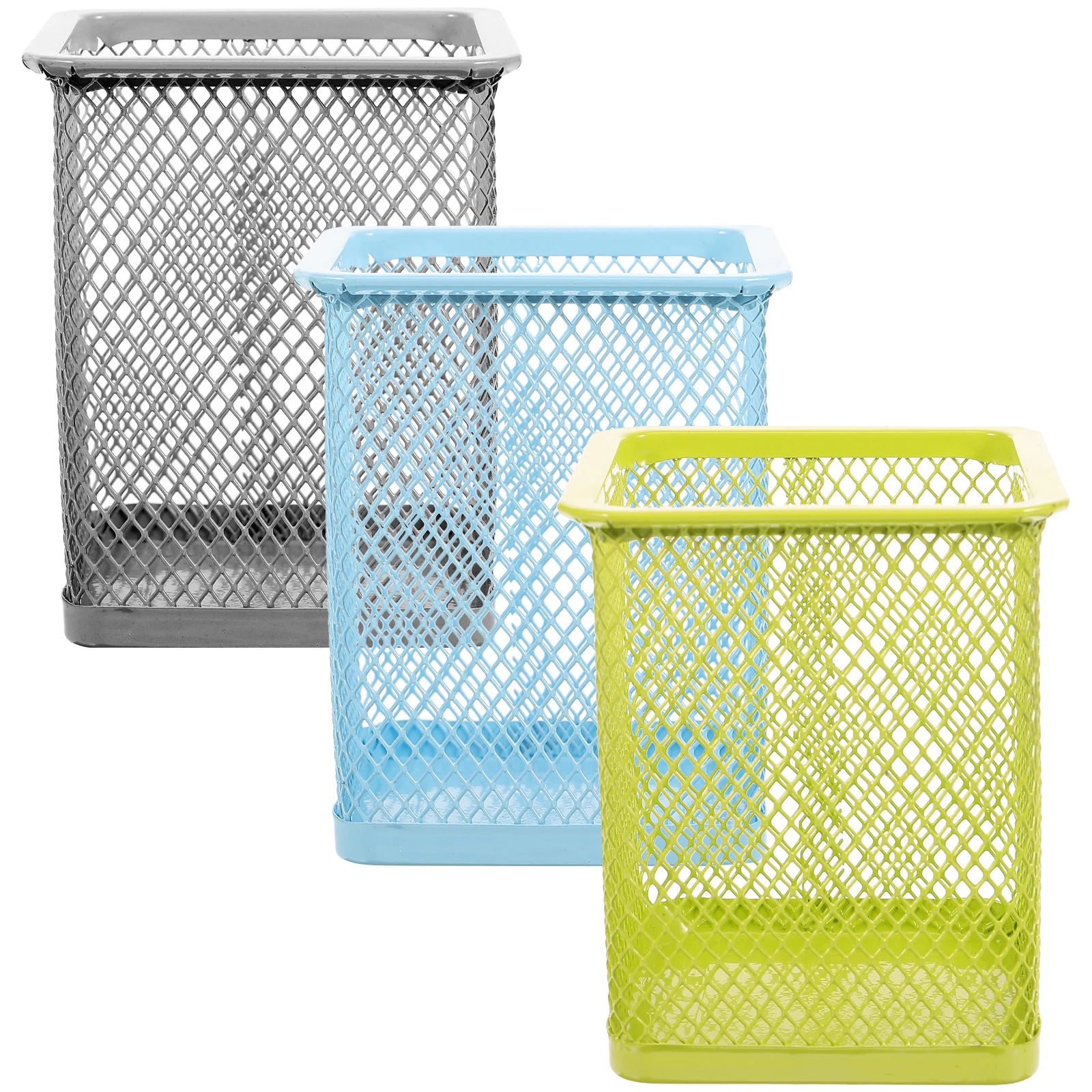 

3 Pcs Metal Mesh Pen Holder Desk Organizer Pencil Cup Brush Pot Simple Makeup Storage School Office Home Decor