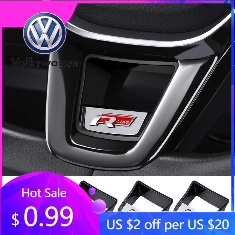 

For VW Volkswagen Jetta MK5 Golf Senior R Rline Logo Car Steering Wheel Trim ABS Plating Stickers Accessories For Volkswagen GTI